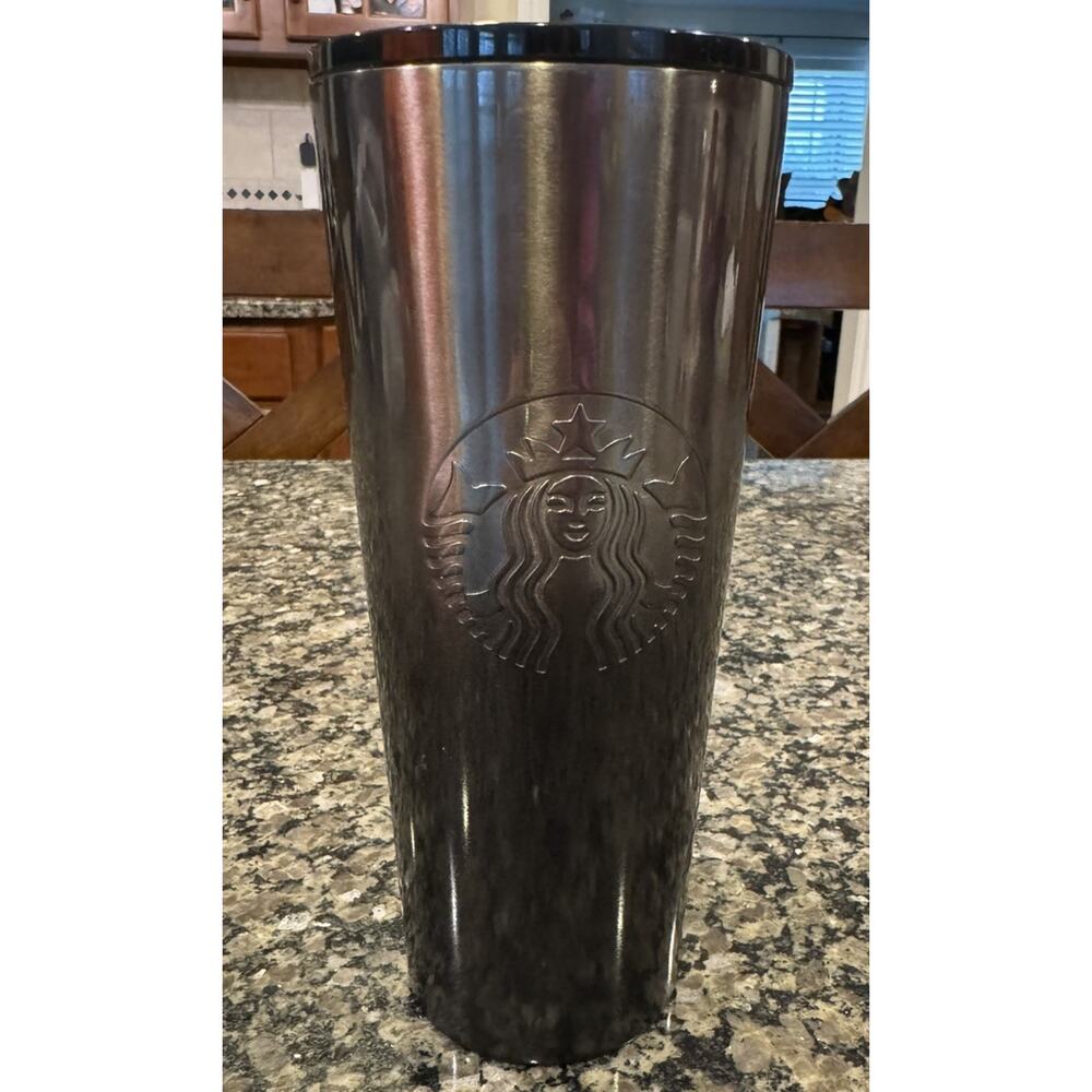 Starbucks 2019 Ombré Frosted Gray Black Glitter Stainless Steel Tumbler 24oz
